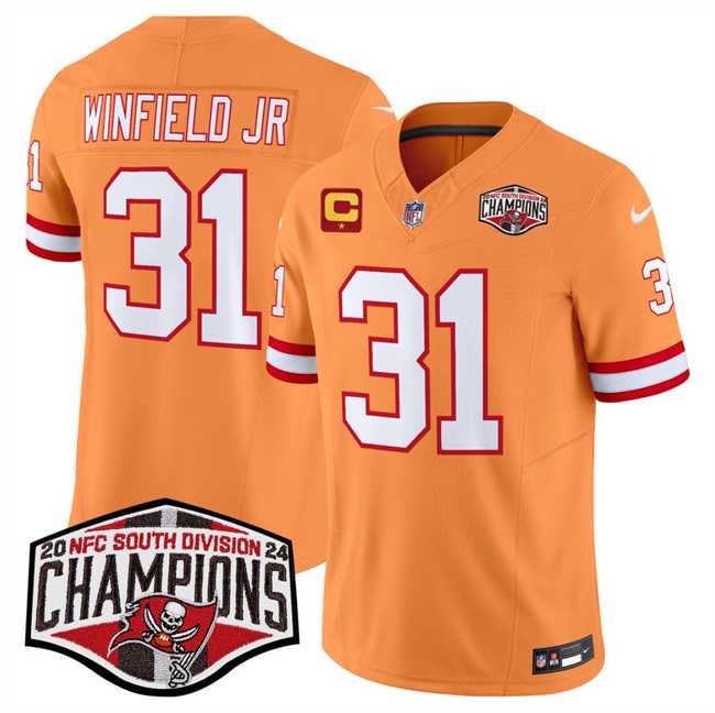 Mens Tampa Bay Buccaneers #31 Antoine Winfield Jr. Orange F.U.S.E. 2024 NFC South Champions With 1-Star C Patch Limited Stitched Jersey